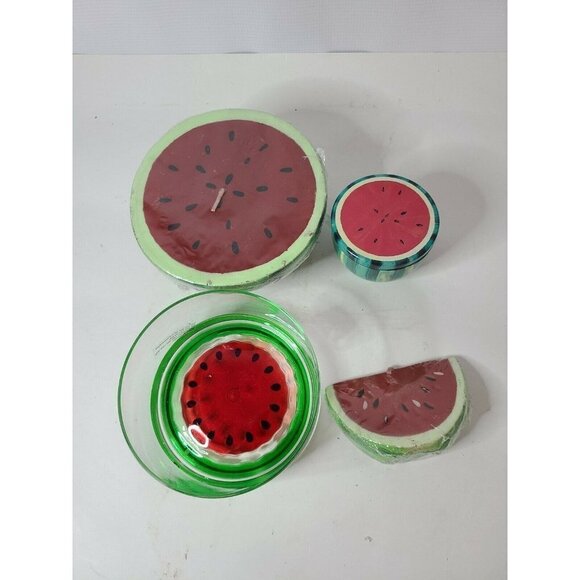 WATERMELON Candle & Container Holder Lot of 5 - Picture 6 of 11